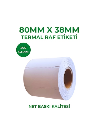 80x38 Termal Karton Raf Etiketi 500 Sarım 10 Adet