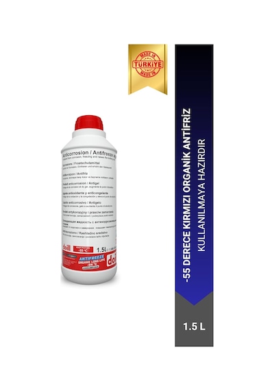 55 / -56 Derece Hazır Karışım 1.5 Litre Kırmızı Organik Antifriz - G12 Üretim Yılı: 2026 Diğer