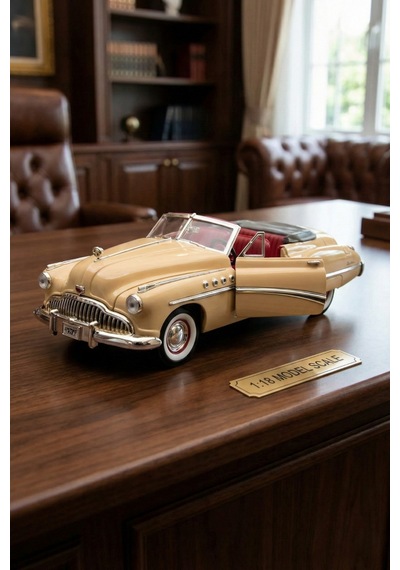 Motormax 1:18 1949 Buick Roadmaster Diecast Model Araba - Bej - Metal Koleksiyon Araç Lisanslı