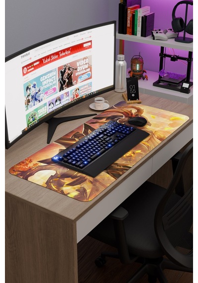 Zhongli Genshin Impact Anime Gacha V1 - 90x40 Xxl Gaming Mouse Pad Fare Altlığı