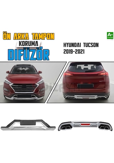 S-dizayn Hyundai Tucson Ön Ve Arka Tampon Koruma Difüzör Seti 2019-2021 A+ Kalite