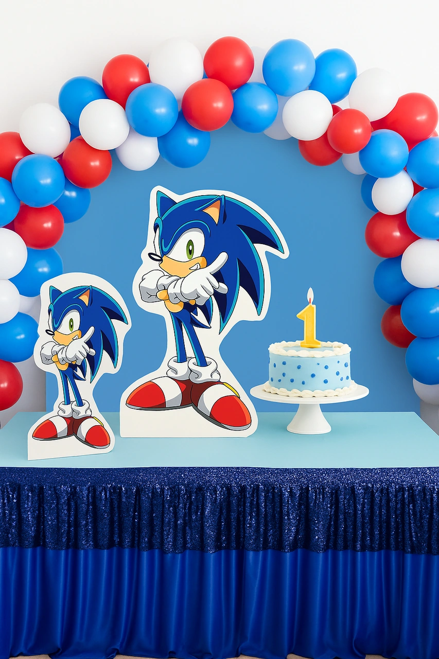 Ayaklı Pano Sonic Boom 33x24 Cm Mavi Kirpi Doğum Günü Masa Dekoru Çocuk Odası Süsü Diğer