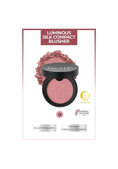 Note Cosmetique Luminous Silk Compact Blusher Toz Allık - 13 Deep Pink