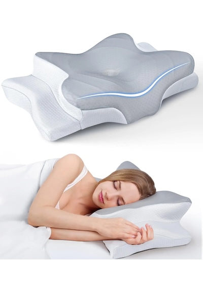 Premium Ortopedik Yastık Konturlu Boyun Yastığı, Hafızalı Köpük, Ergonomik Boyun Ve Omuz Desteği, Serinletici Ve Kokusuz, Yan Ve Sırtüstü Yatanlar İçin Gri - Beyaz Premium Ortopedik Yastık Konturlu Boyun Yastığı, Hafızalı Köpük, Ergonomik Boyun Ve Omuz Desteği, Serinletici Ve Kokusuz, Yan Ve Sırtüstü Yatanlar İçin Gri - Beyaz