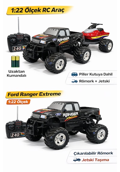 Uzaktan Kumandalı Ford Ranger Ve Jetskı Orijinal Lisanslı Kırmızı