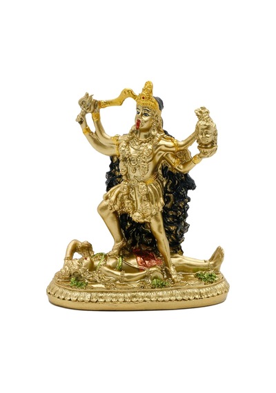 Hindu Tanrıça Kali Heykeli - Hint Tanrısı Dekoratif Antika İdol - Hindistan Zaman Ve Ölüm Tanrıçası Heykelcik Murti Pooja Puja Buda Tapınağı Mandir Dekoru