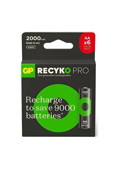 Gp Recyko Pro Serisi 2000 Mah Nimh Aa Kalem Boy 6'lı Şarjlı Pil