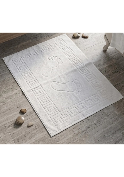 12'li Ultra Emici %100 Pamuklu Otel Tipi Ayak İzli Banyo Ayak Havlusu Seti 50x70 Cm Beyaz