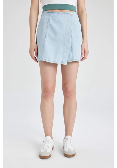 Defacto Yüksek Bel Mini Jean Şort Etek B8292AX24SMNM85 İndigo