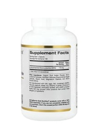 California Gold Nutrition, Nmn, 175 Mg, 180 Veggie Capsules Aromasız