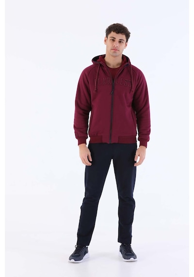 Maraton Comfort Erkek Kapüşonlu Bordo Eşofman Üstü Bordo