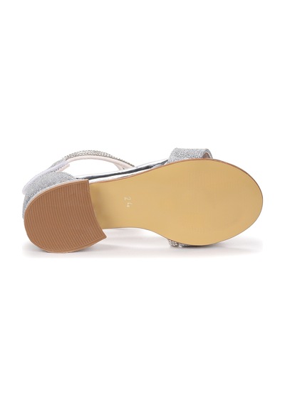 Kiko Kids Yada Kum Simli Kız Bebek 2 Cm Topuklu Sandalet Abiye Ayakkabı Gümüş Gümüş