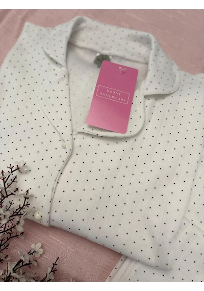 Mh Moony Homewears Artlandia Siyah Puantiye Kışlık Termal Merlin Kumaş Pijama Takımı Tok Siyah