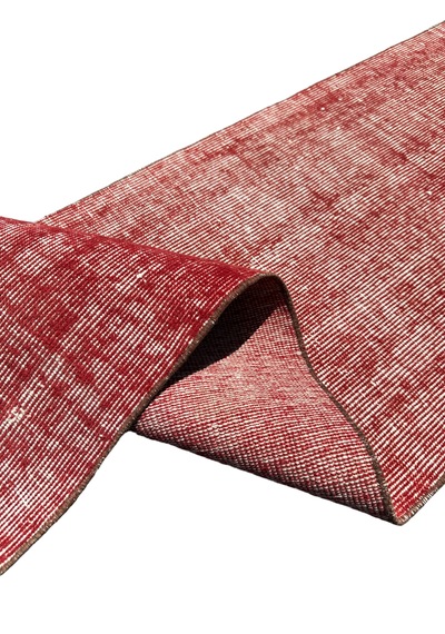 El Dokuma Vintage Yolluk 55x300 Düz Kırmızı Renk Eskitme Halı Kırmızı