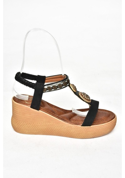 Fox Shoess258136009 Siyah Dolgu Tabanlı Kadın Sandalet Siyah