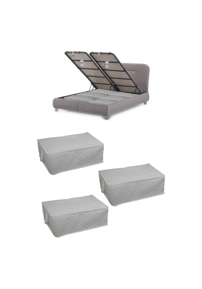 3 Adet Kapitone Desenli Çekyat-baza Altı Hurç 60x40x22 Beyaz Tela 40 X 60 Beyaz Tr Diğer