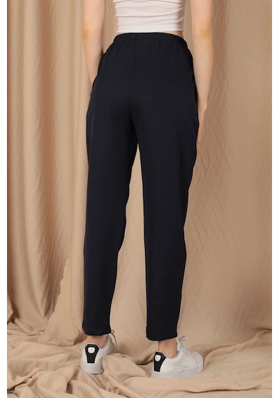 Saklımoda Beli Lastikli Düz Kadın Lacivert Pantolon Çok Renkli