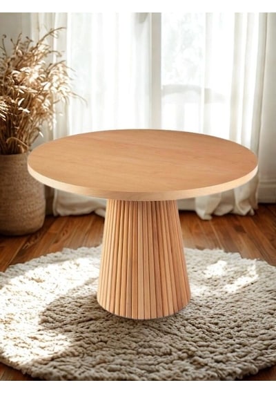 Milas Natural Ahşap Bohem Yemek Masası 130x130 Naturel