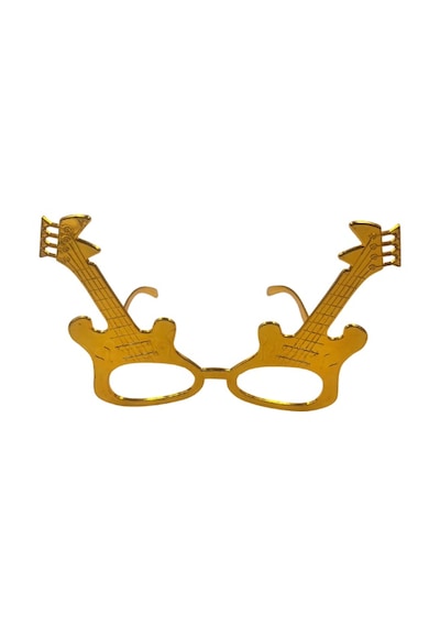 Parti Gözlük Plastik Camsız Gitar Şeklinde Gold 14x6 Cm