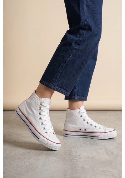 In Step Lena Beyaz Kanvas Bağcıklı Bilekli Kadın Converse