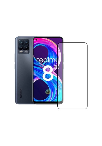 Bufalo Realme 8 / 8 Pro Ekran Koruyucu 5D Temperli Cam Siyah