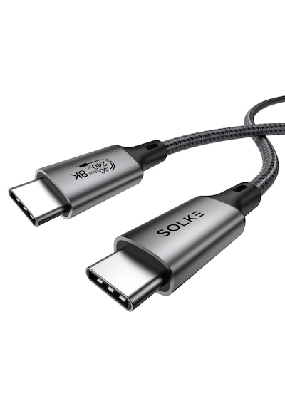 Solke Usb4 Type-c To Type-c Kablo, 1.8 Metre, 240w Pd, 40gbps, 8k 60hz, E-marker Çipli, Thunderbolt 3/4 Uyumlu