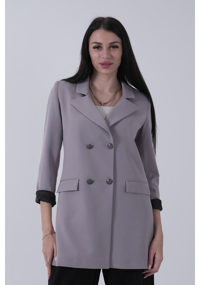 Feminist Gri Astarlı Düğme Kapamalı Blazer Ceket 0105123.06 Gri