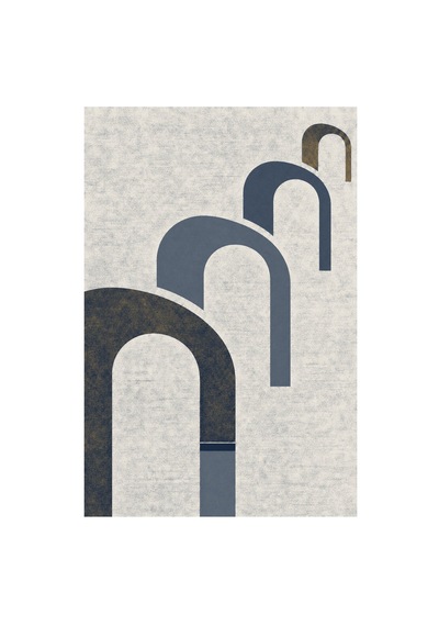 Kartela Halı Yankı Kemer Desenli Modern Halı Lacivert Kaymaz Taban Makinede Yıkanabilir 60x90 Cm