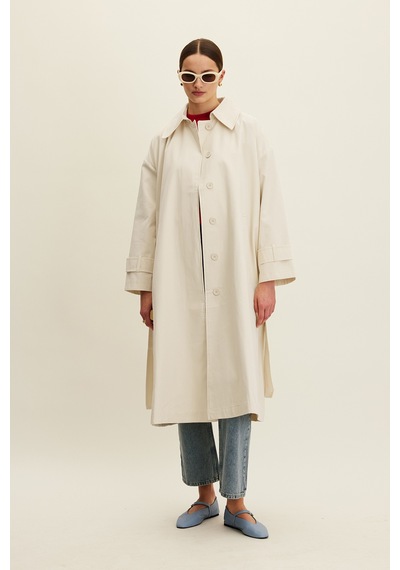 Manuka Kemerli Oversize Gabardin Trençkot Çok Renkli