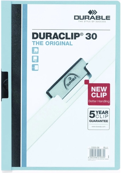 Durable 2200 Duraclip 30 25 Sayfa Kapasiteli Sıkıştırmalı Dosya Mavi Renk Mavi