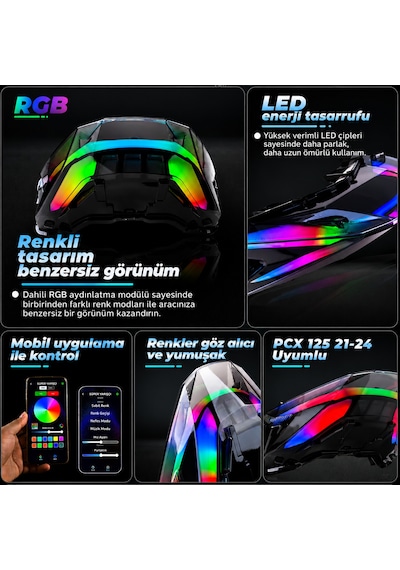 Honda Pcx 125 2021-24 Rgb Stop Komple Bluetooth Sharkpower Ob001