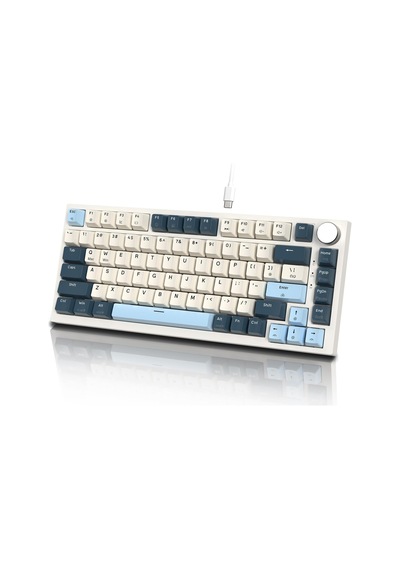 K85 Mekanik Klavye 75% Kompakt Tasarım, Manyetik Anahtarlar, Ayarlanabilir Tepki Süresi, Rgb Işık, Döner Kontrol Tuşu, Dks/mt/tgl Destekli, Pc/mac Uyumlu - Blue