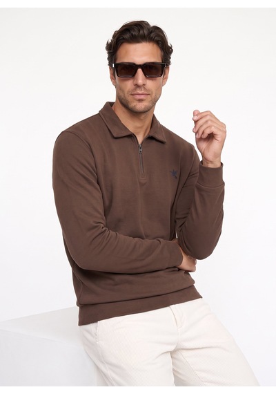 Fabrika Kahverengi Erkek Sweatshirt F6wm-swt 2253 Açık Kahverengi