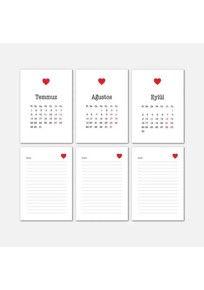 Kalp Tasarımlı Masa Takvimi Ahşap Tabanlı 2027 Masa Takvimi