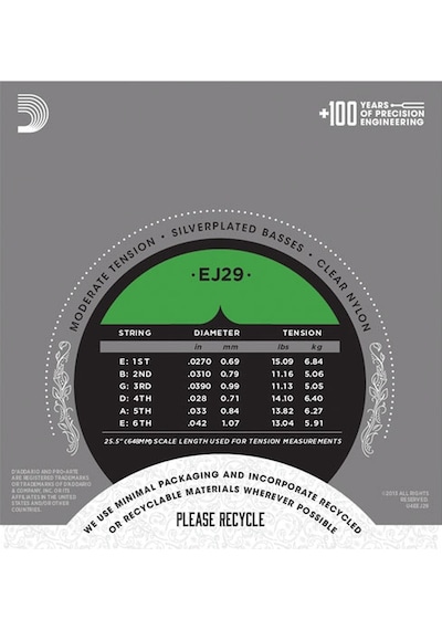 D'addario Ej29 Pro-Arté Rectified Trebles. Moderate Tension Takım