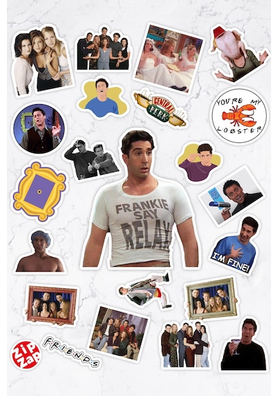 Friends Dizisi Sticker Telefon Laptop Bullet Journal Yapışkanlı Folyo Sticker Paketi 22 Adet Çok Renkli