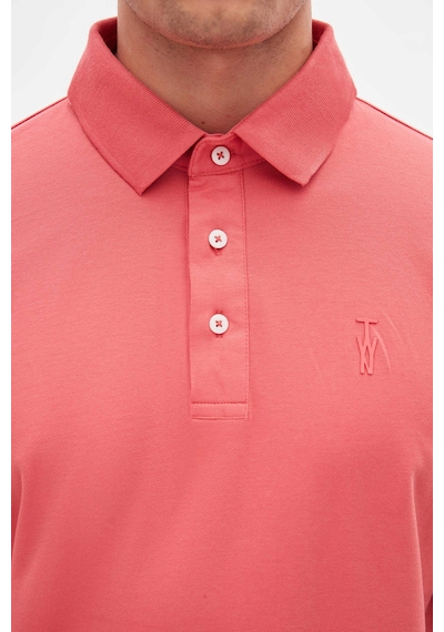 Twn Slim Fit Okyanus Mercanı Pike Dokulu T-shirt 4ec146011784m Mr2