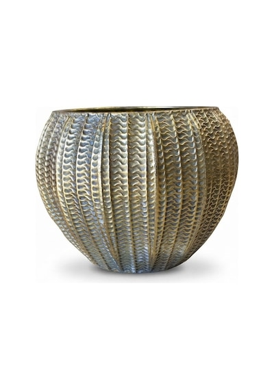 Panalı Metal Dekoratif Saksı Büyük Boy 31 X 31 Cm Gold