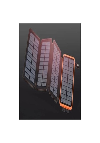 Powerbank Güneş Enerjili 20000 Mah 6 Led Işık Powerbank Siyah