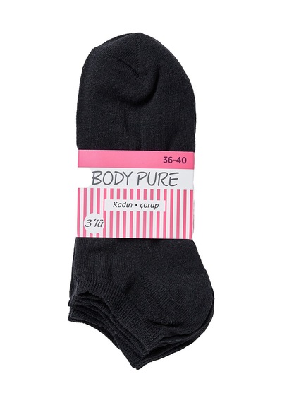 Body Pure 3'lü Patik Kadın Çorabı 36/40 - 8 Adet Tarı 40 Kakao