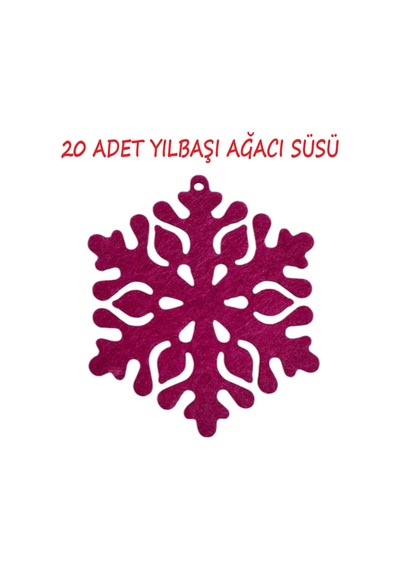 Yılbaşı Ağacı Süsü Kar Tanesi 20 Adet 3 Mm Keçe 6x6,5 Cm