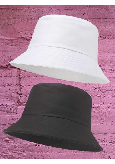 Tezzgelsin Unisex Uv Korumalı Pamuku Bucket Şapka Beyaz Siyah