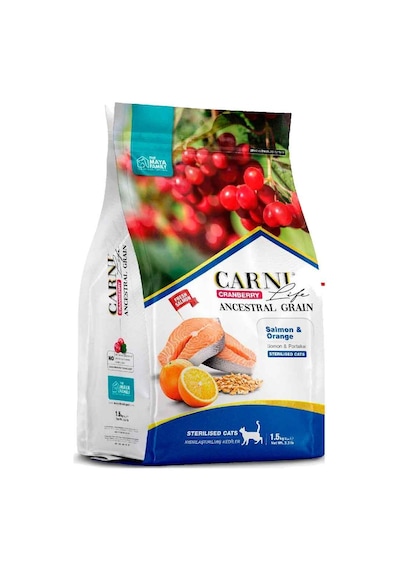 Carni Life Somon Portakal ve Kızılcıklı Kısırlaştırılmış Yetişkin Kedi Maması 5 KG