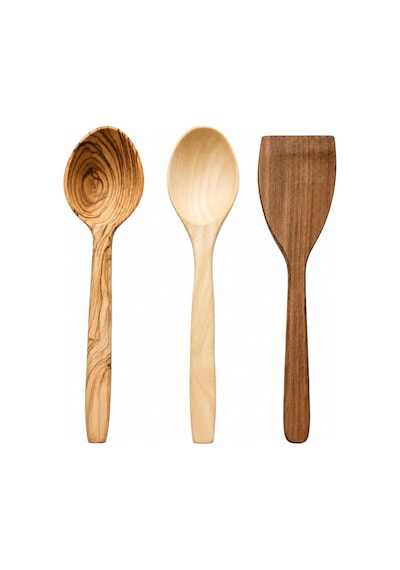 El Yapımı 3'lü Ahşap Mutfak Seti Zeytin Kaşık, Şimşir Kaşık Ve Ceviz Spatula 31 Cm Premium Doğal Ahş