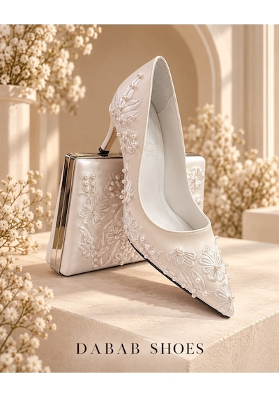 Dabab Shoes Vıanel Kadın Beyaz Çiçek Nakışlı İnci Detaylı Sivri Burun 7 Cm Kadeh Topuklu Stiletto Ayakkabı Ve Abiye Çanta Dabab Shoes Vıanel Kadın Beyaz Çiçek Nakışlı İnci Detaylı Sivri Burun 7 Cm Kadeh Topuklu Stiletto Ayakkabı Ve Abiye Çanta
