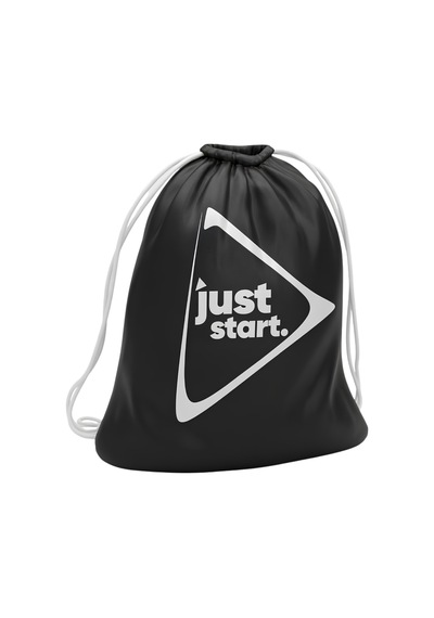 Just Nutrition Just İpli Bez Spor Çantası Siyah Büzgülü Sırt Çantası Beyaz Askılı Baskılı Spor Çantası