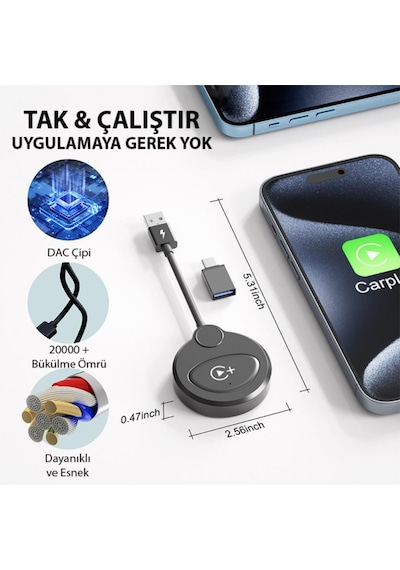 Coofbe Kablosuz Car Play Dönüştücü Video Yansıtıcı Youtube Netflix Tiktok Video Yansıtıcı Carplay