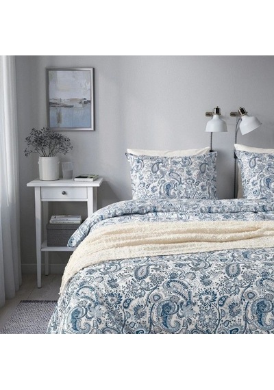 Ikea Rodgersıa Çift Kişilik Nevresim Takımı 220 X 240 Cm Lacivert - Beyaz