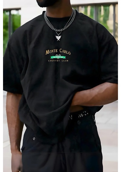 Monte Carlo Ön Baskılı Bisiklet Yaka Erkek Tshirt 001