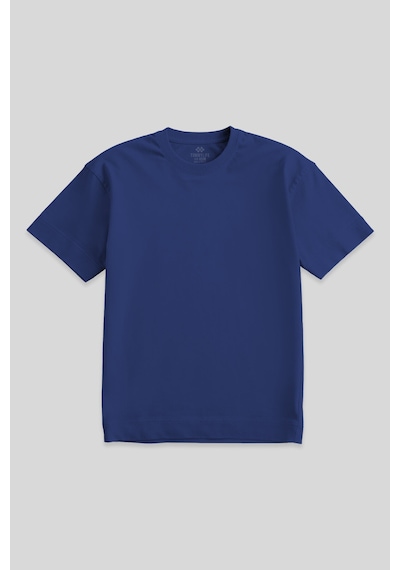 Tommylife İndigo Basic Kısa Kol O Yaka Büyük Beden Erkek T-shirt - 88072 Indıgo